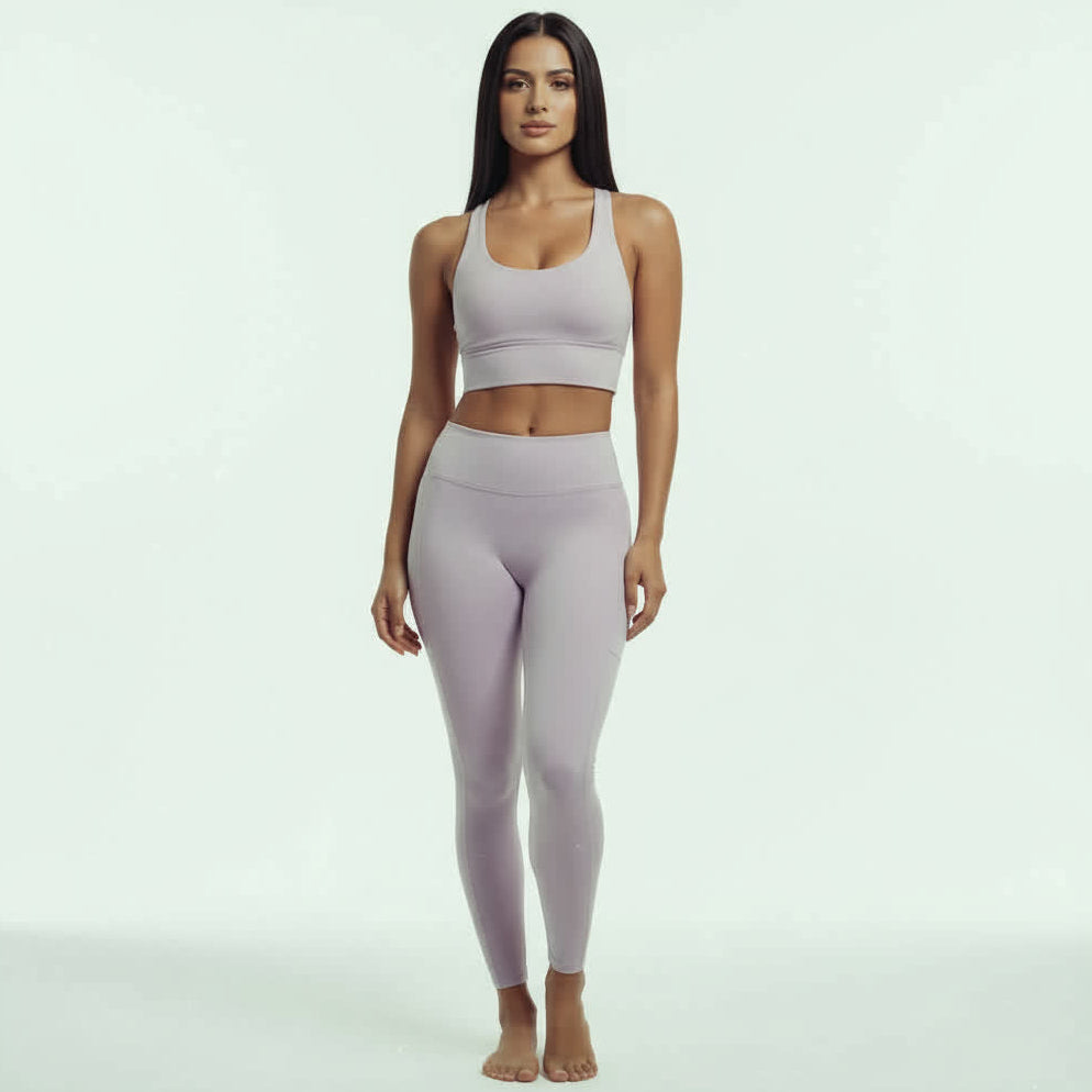 PASTEL FOG SOLID SPORTS BRA (ECO & SPF)