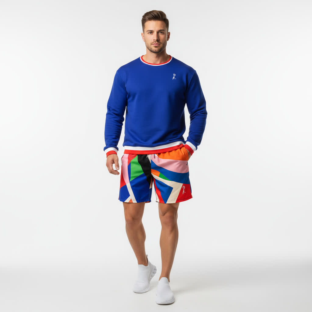 TAPESTRY BLUE CONTRAST CREW NECK SWEATSHIRT (ECO + SPF 50+)