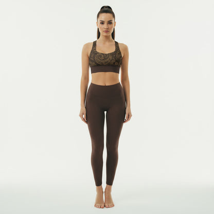 ASCEND BROWN PAISLEY SPORTS BRA (ECO & SPF 50+)
